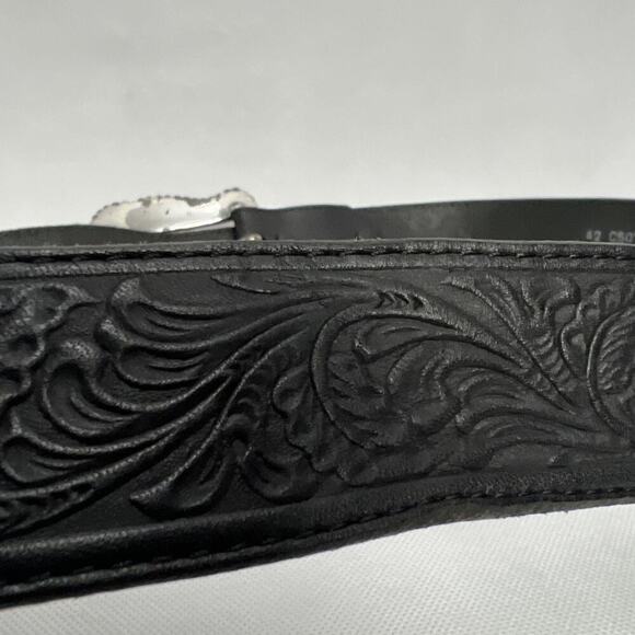 Tony Lama Layla Floral Full Grain Leather Black Belt Size 42 Made in USA C50733